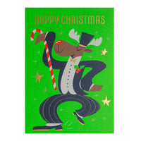 dapper dancing reindeer xmas card